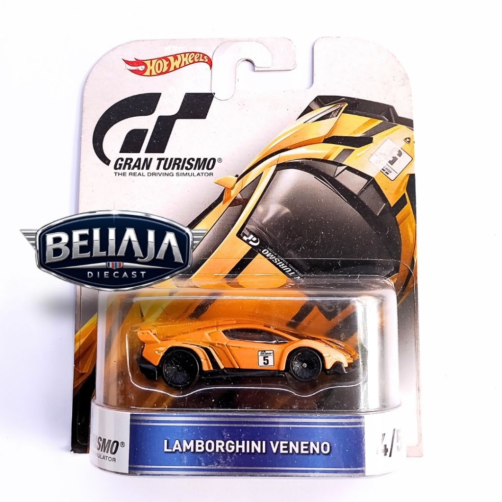 HOT WHEELS LAMBORGHINI VENENO YELLOW GRAN TURISMO RETRO PACK BAN KARET