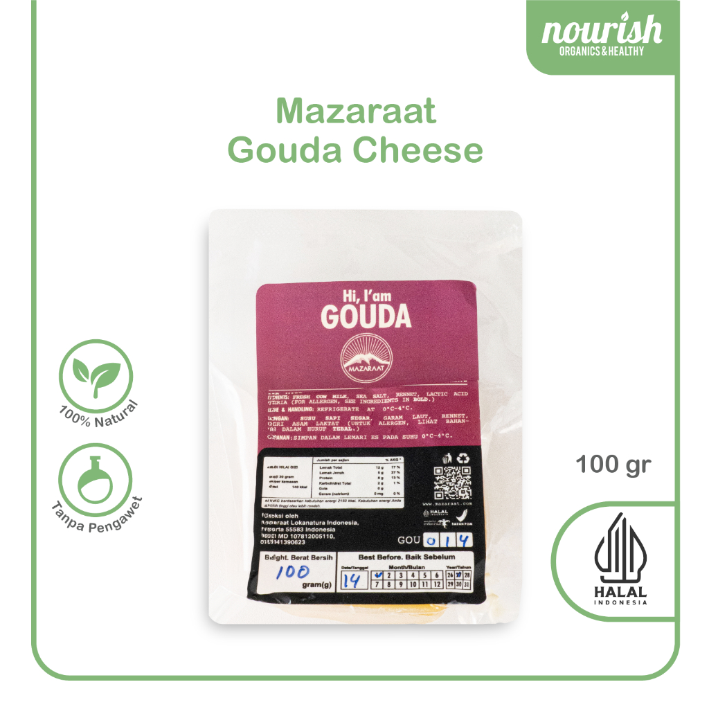 Mazaraat Gouda Grass fed Cheese (Seperti Keju Edam) 100 gr