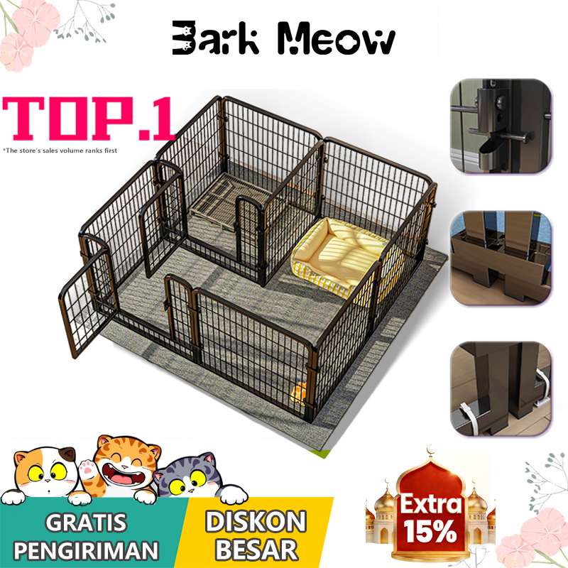 Pagar hewan peliharaan Pagar Anjing Kandang Hewan Pagar Besi Size Besar Besi Anti Karat