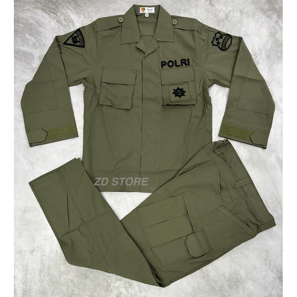 Seragam PDL Tactical Hijau Jatah Brimob Bahan Halus Tahun 2023