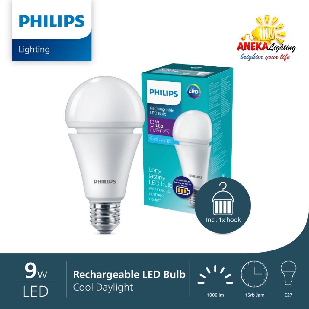 PHILIPS Lampu Emergency LED Bulb Rechargeable 9 Watt