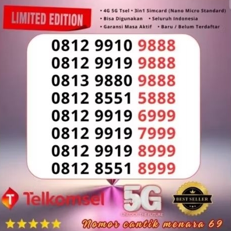 NOMOR CANTIK TELKOMSEL SIMPATI SUPER TRIPLE 777 888 999