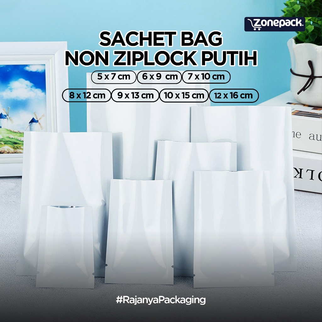Plastik Sachet Saset Alumunium Foil Non Ziplock Warna Putih| Kemasan Sambal Bubuk Kopi Snack Masker 