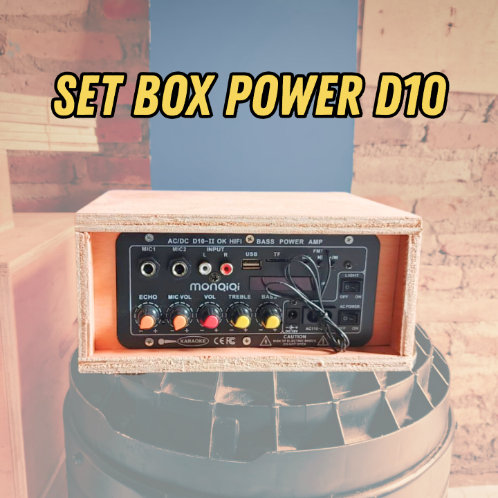 Set Box Power Amplifier AC/DC D10-II OK HIFI BASS POWER AMP dengan Kontrol Treble dan Bass untuk Sua