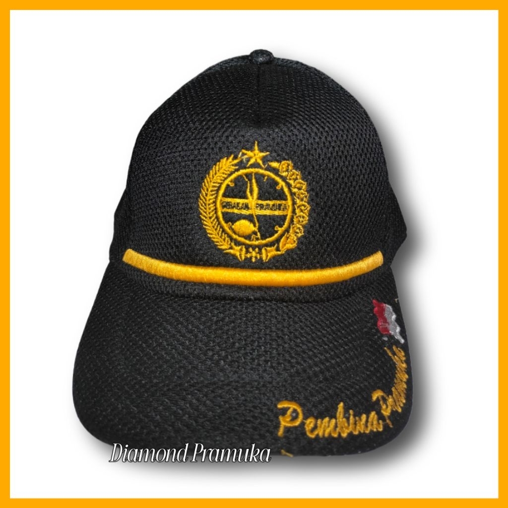 Topi Pramuka Jaring Jala Doublemess Topi Pembina Pramuka Hitam Bordir Pembina Pramuka Topi Lapangan 