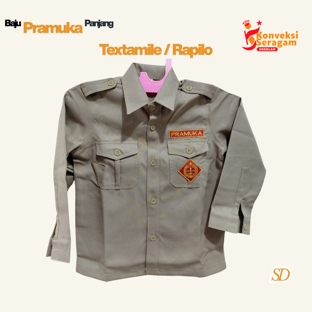 Baju Pramuka SD laki laki / perempuan Lengan Panjang dan Pendek Bahan Rapilo