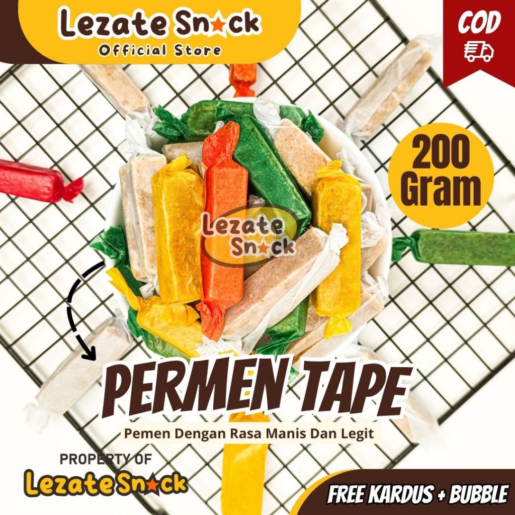 Permen Tape 200gr Suwar Suwir Enak Asli Kediri Permen Tape Jadul Kiloan/ Jenang Tape Singkong Murah 