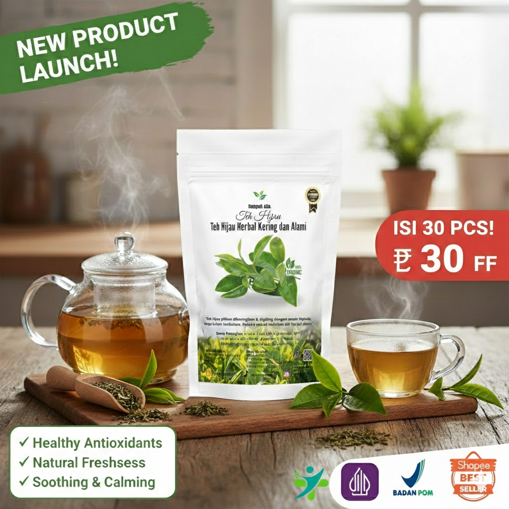 Teh Hijau Alami - Rempah Co Green Tea Blend | Diet Sehat & Detoks Ringan | Teh Celup Herbal