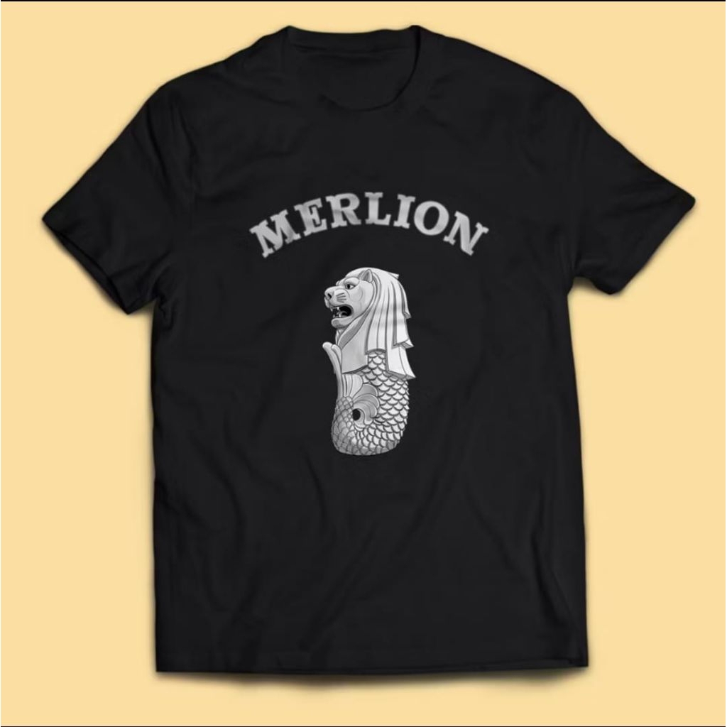 KAOS MERLION MOTIF PATUNG PUTIH SINGAPORE