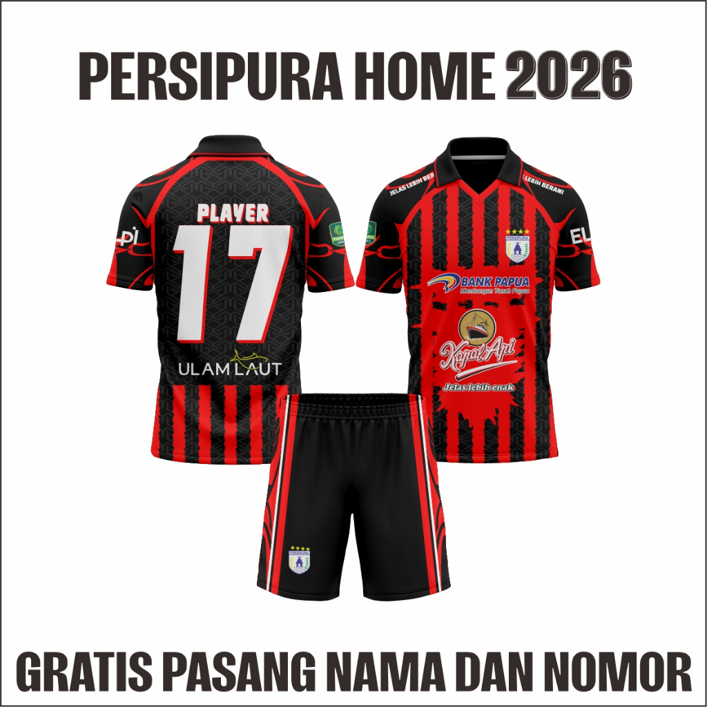 JERSEY PERSIPURA JAYAPURA HOME-AWAY 2025/2026 GRATIS PASANG NAMA & NOMOR FULL PRITING