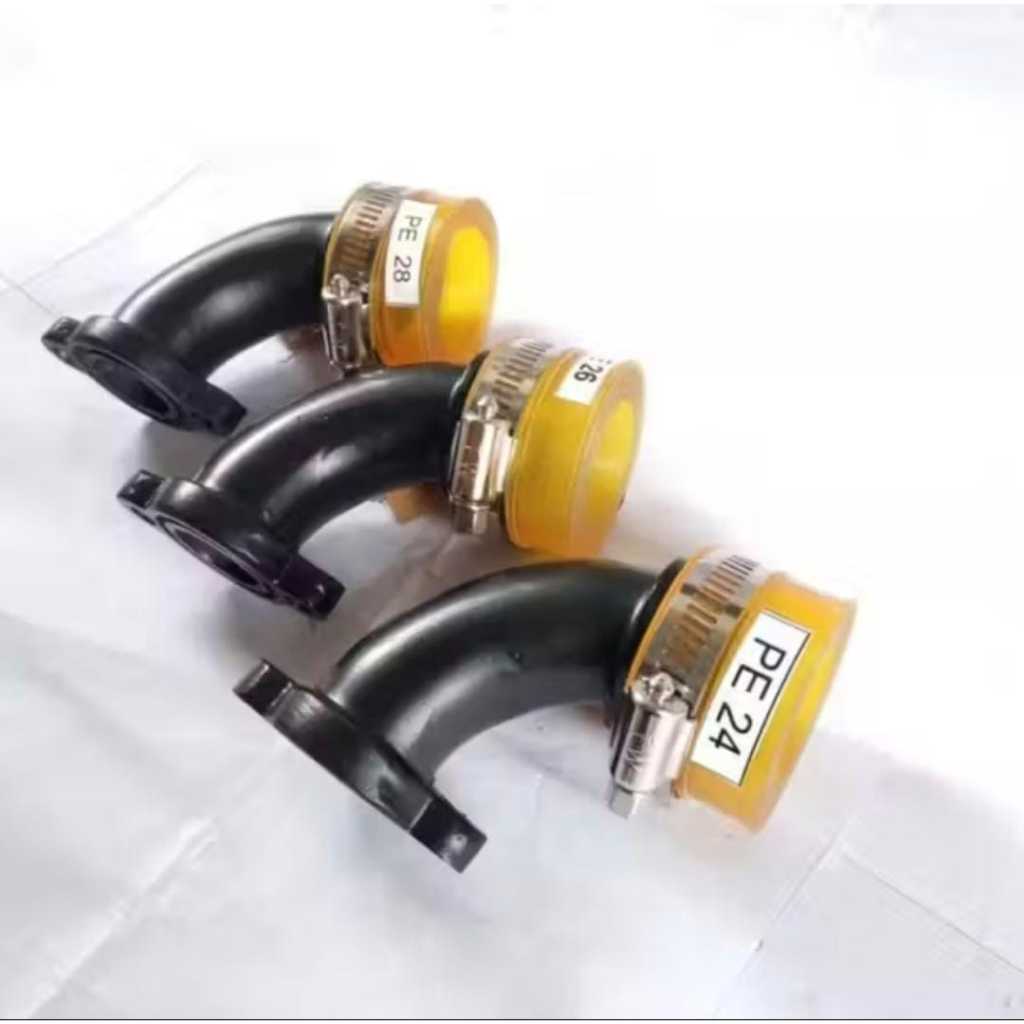 Intake Manipol Miring Leher Angsa Bebek Universal + Karet + Klem Untuk Pemakaian Karbu PE PWK 24 26 