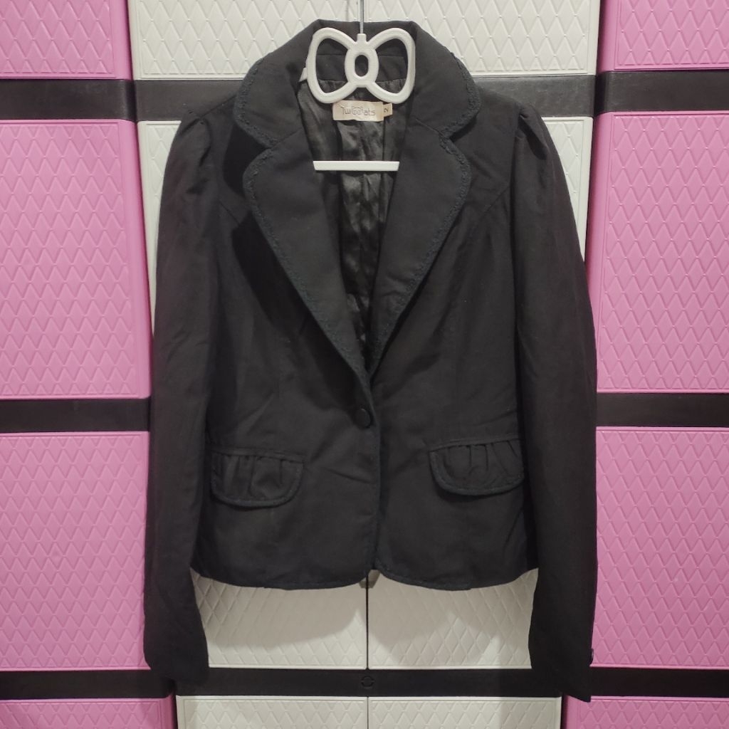 super sale pre blazer hitam renda