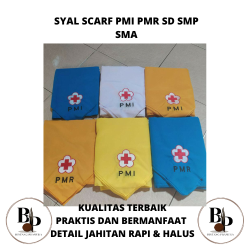 Syal Slayer PMI dan PMR Madya Wira Hasduk PMR PMI SD SMP MA Sablon Bordir