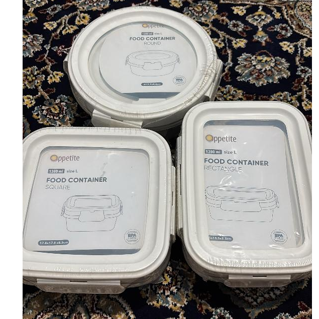 Appetite Set 3 pcs Aria Wadah Makanan Rectangle Food Container Food Grade Serbaguna Tempat Makanan F