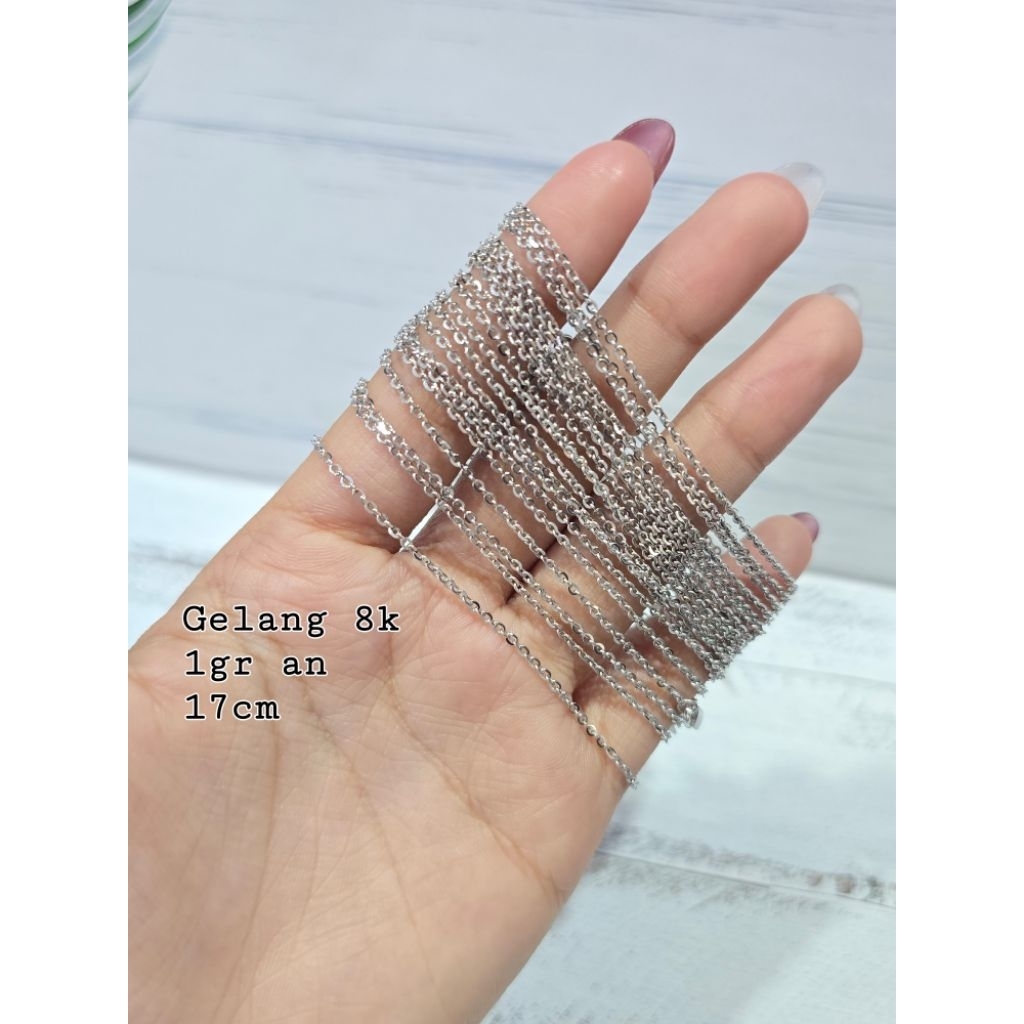 Gelang rantai nori padat mas putih