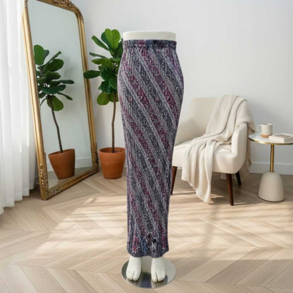 REAL PICT ROK PLISKET BATIK / ROK PLISKET / BAWAHAN KEBAYA / ROK KEBAYA / ROK WISUDA / LARAS BIRU