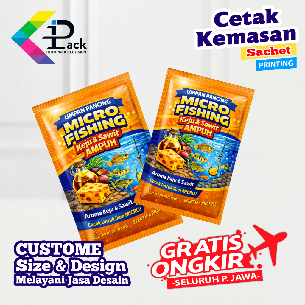 CETAK PLASTIK KEMASAN CUSTOM 6X9 | PRINTING SACHET UNTUK KEMASAN OBAT, JAMU, SNACK, MAKANAN, BUMBU, 