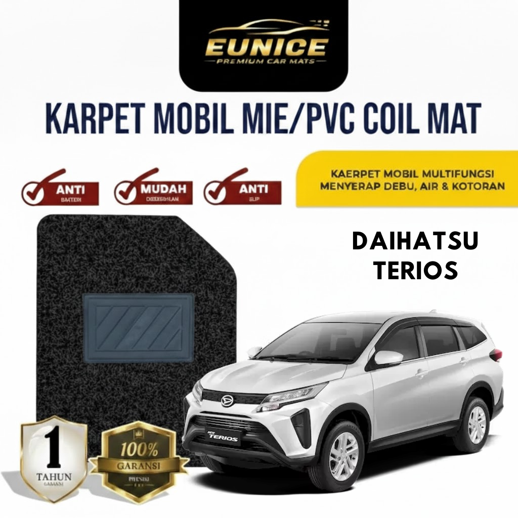 Eunice Karpet Mobil Custom DAIHATSU TERIOS Mie PVC Coil Mat Anti Slip Mudah Dipasang Presisi Bergara