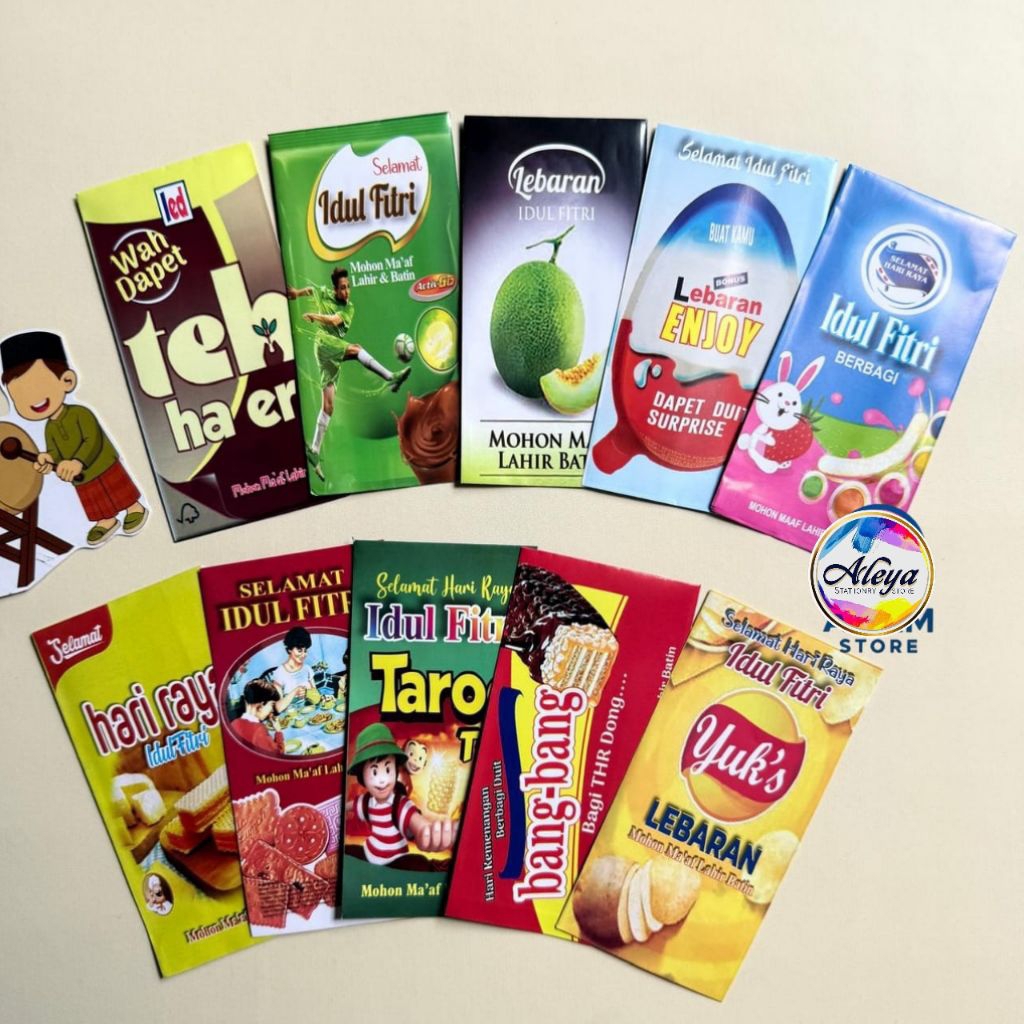 Amplop Lebaran Motif snack ukuran besar HK isi 10 lbr / Angpau Lebaran snack ukuran besar