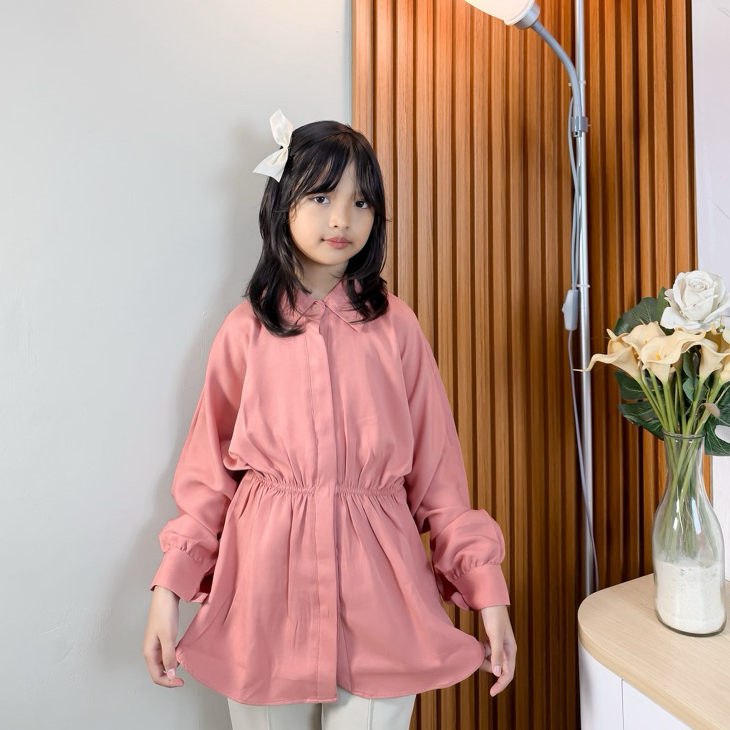 Ginela Kemeja oversize anak perempuan 9-14 tahun/ Atasan anak perempuan 9-14 tahun/ kemeja anak pere