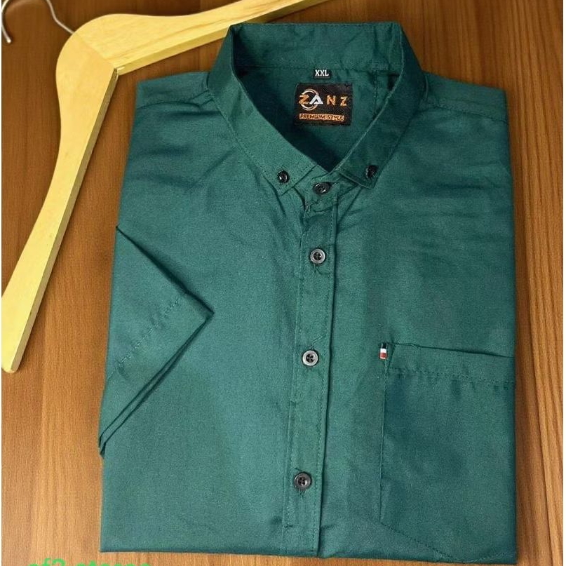 kemeja pria lengan pendek warna emerald green, kemeja polos pria lengan pendek emerald green,kemeja 