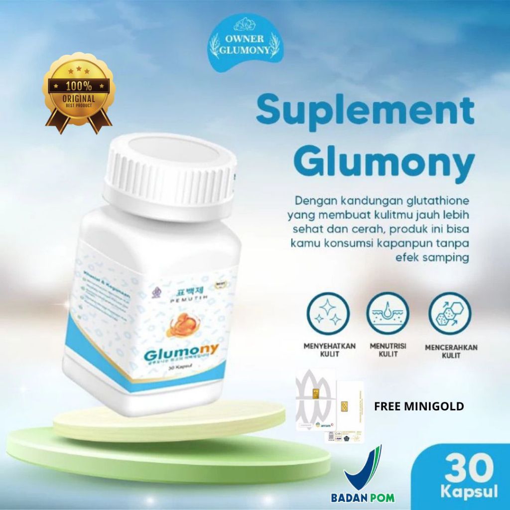 [TERLARIS] GLUMONY WHITENING KAPSUL PEMUTIH 10x LEBIH CEPAT BADAN WAJAH 100%