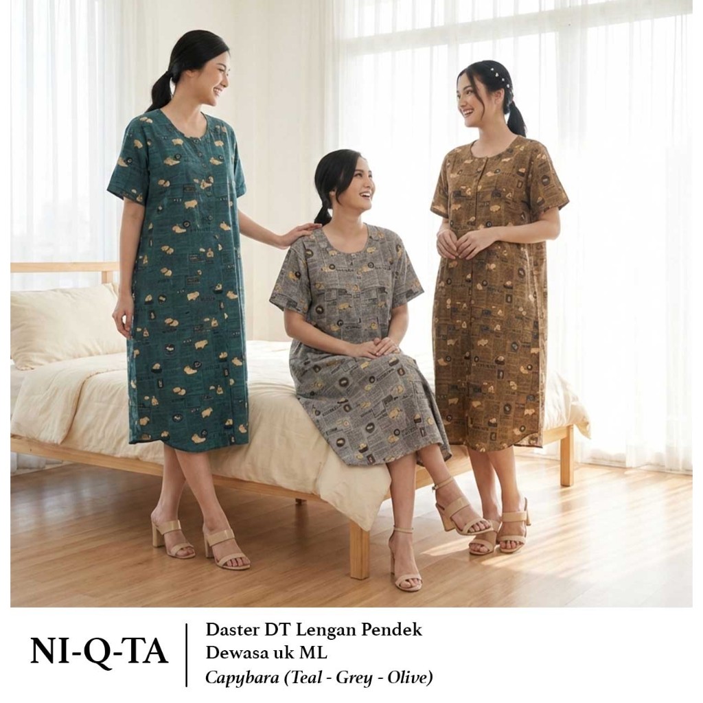 Daster DT Lengan Pendek Katun jepang NIQTA Dewasa M L Baju Tidur Bumil Busui Friendly NQT