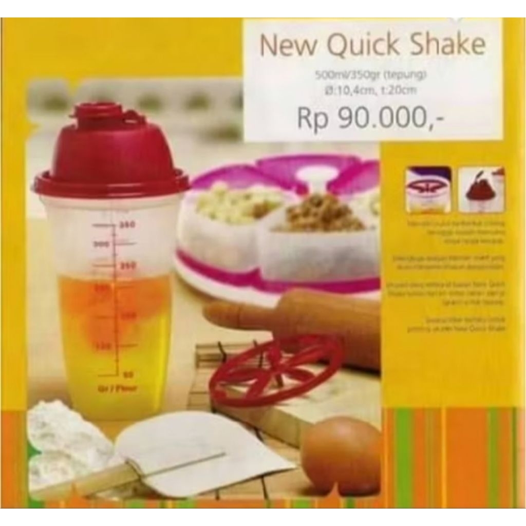 gelas pengocok/pencampur bahan minuman/ Quick shake ada takarannya 500ml/350gr Tupperware