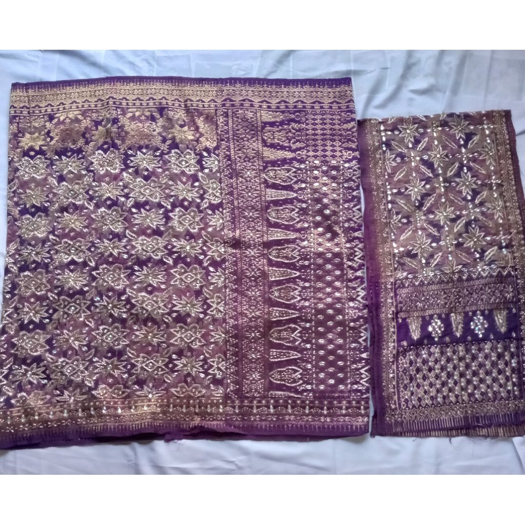 Preloved Kain Songket Asli Ungu Manik Berlian (sarung&selendang)