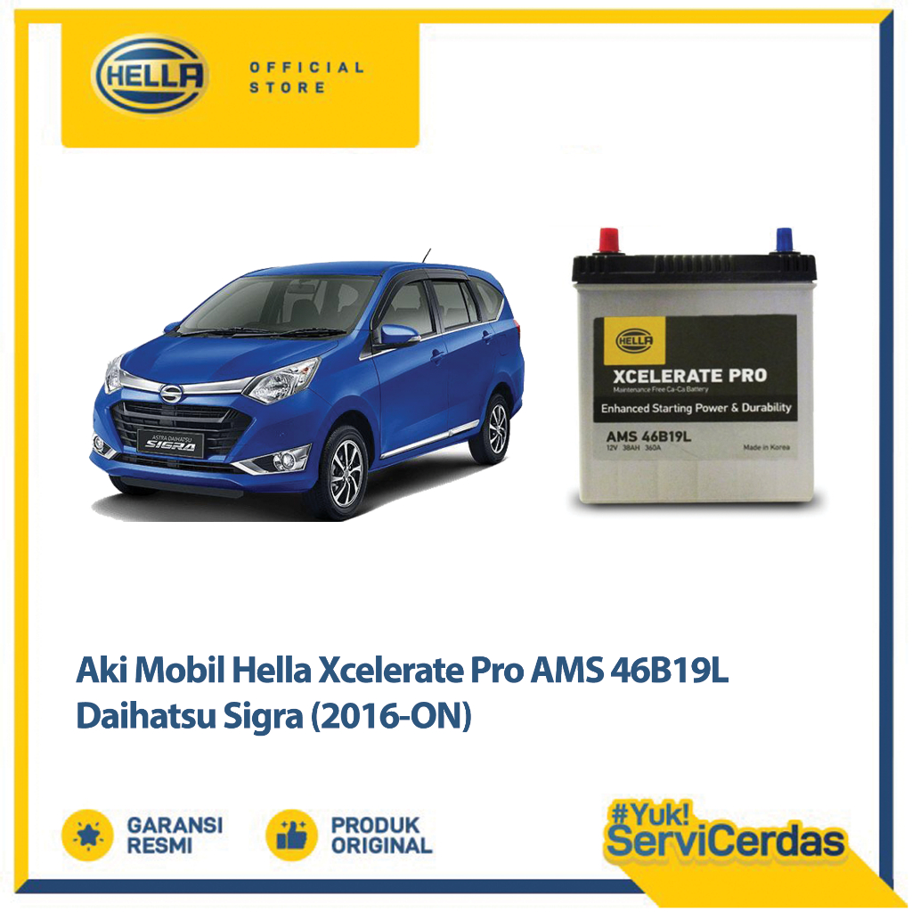 Aki Mobil Hella Daihatsu Sigra 2016 - now XCELERATE PRO AMS NS40ZL - Aki Mobil Kering