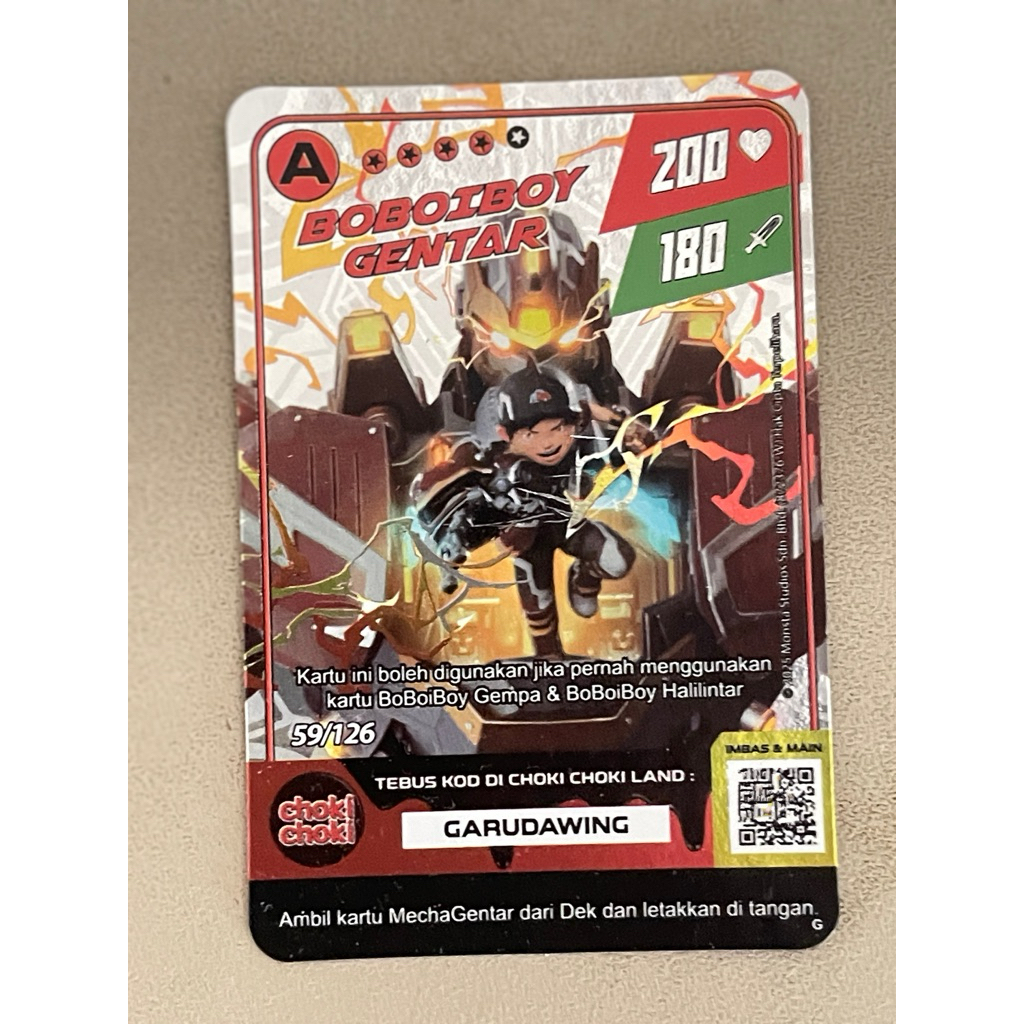 Kartu Boboiboy Gentar ChokiChoki Monsta Galaxy Card