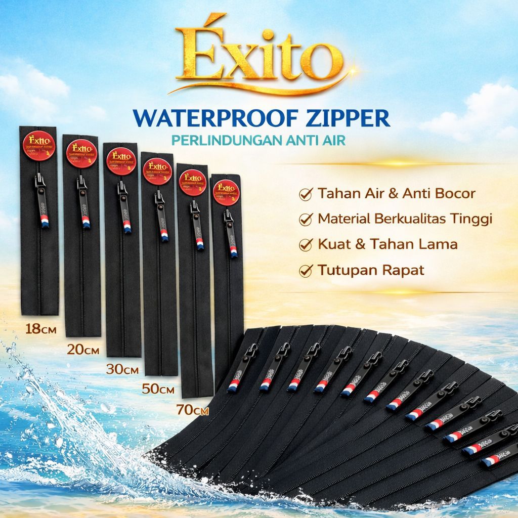 Resleting waterproof No.3, resleting anti air, waterproof zipper premium