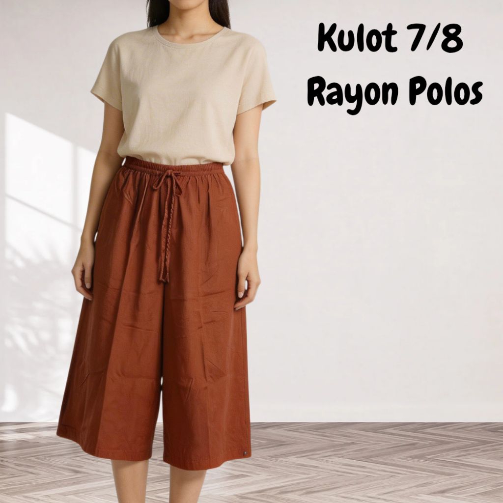 Celana 7/8 Polos Rayon Bali Bahan Adem / Kulot 7/8 Polos Bali / Celana Bali