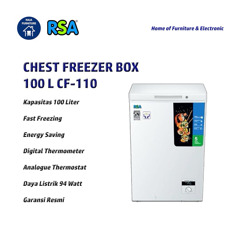 RSA Chest Freezer Box 100 Liter CF-110 | Freezer Box RSA 100 Liter | Freezer Daging | Makanan | Ice 