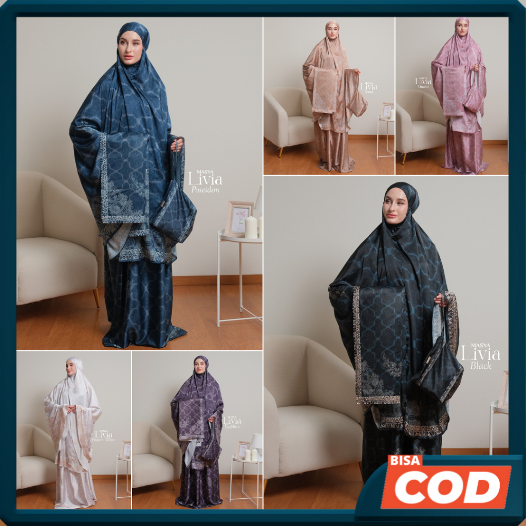 Mukena Mewah Prayer Set Armani Silk Premium Motif Masya Syari Original Terbaru Livia Madenia Syari B