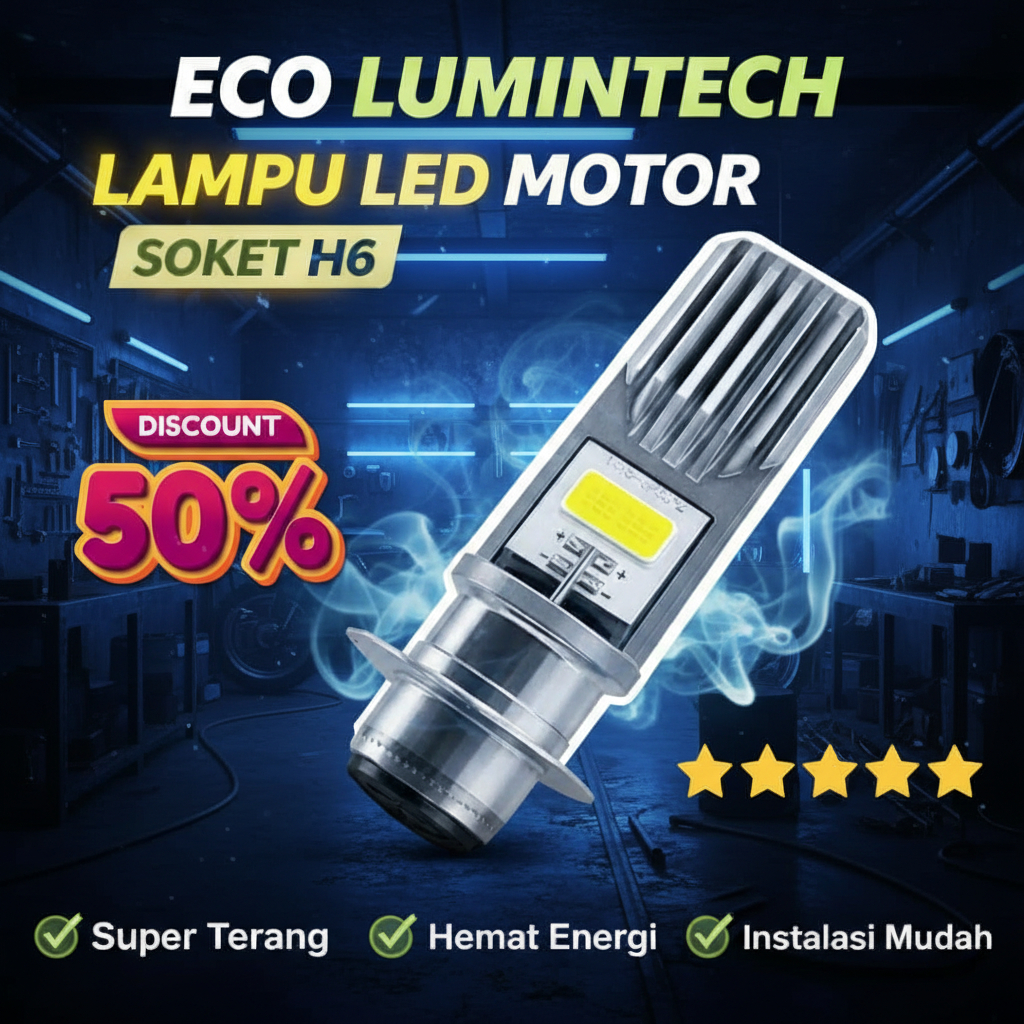 LED Headlight H6 Motor Harian - Fokus Jalan Depan - ECO LUMINTECH