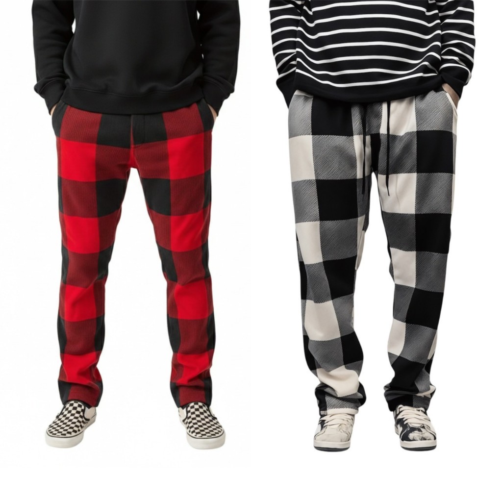 Long Pants Polar Tartan Flanel Kotak Unisex Pria dan Wanita Terbaru