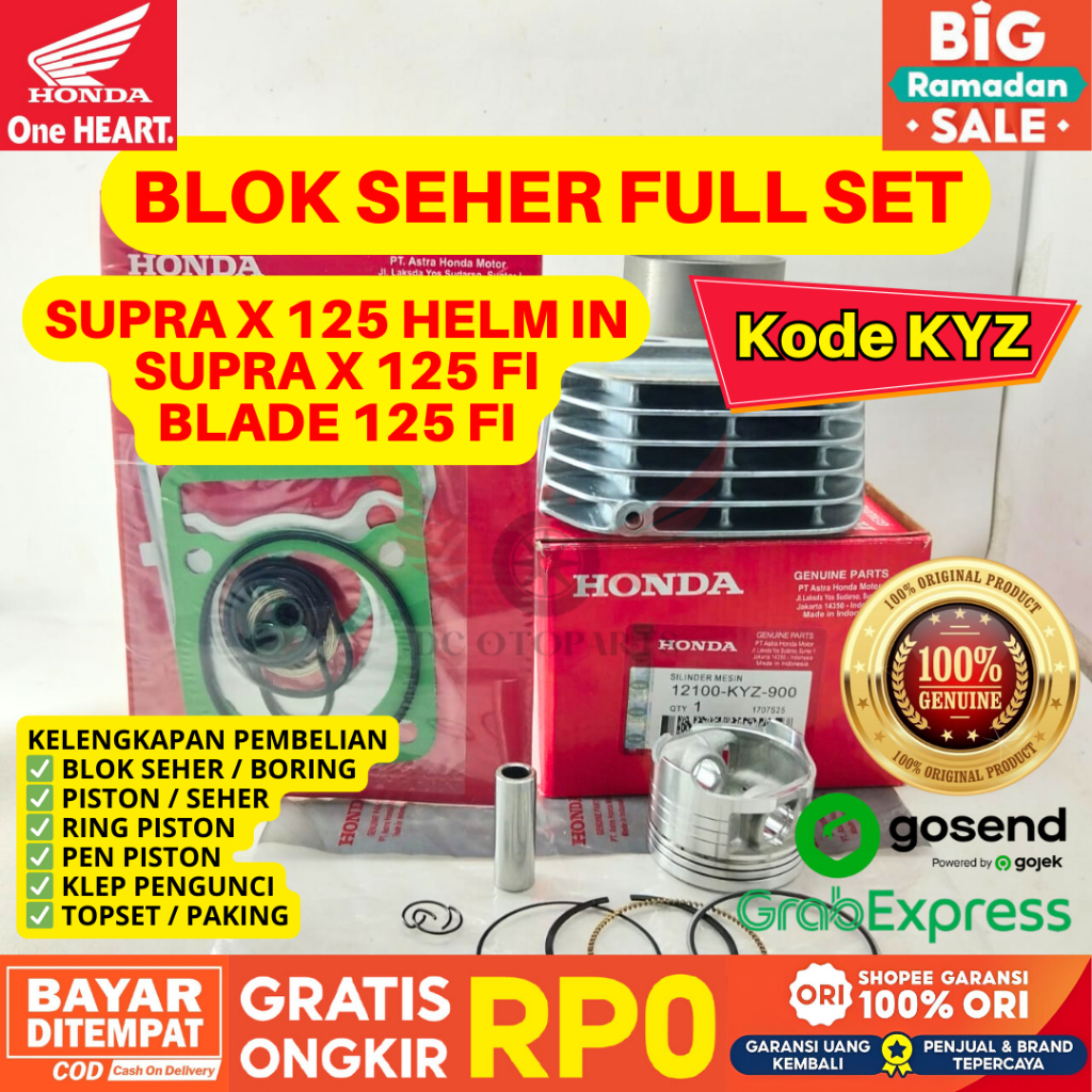KYZ BLOK SEHER FULL SET SUPRA X 125 ORIGINAL AHM HONDA, PAKET BLOK SEHER BLADE 125 FI, BLOK SEHER SU