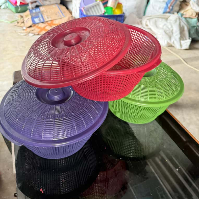 (12 PCS) WAKUL TUTUP ELEGENT - BESEK + TUTUP PLASTIK AWET - WAKUL BERKATAN PLASTIK