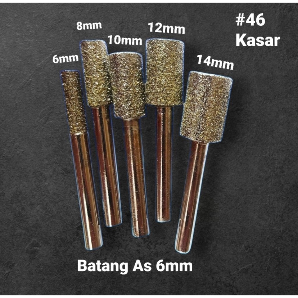 Set 4pcs Mata Bor bentuk silinder Kasar coarse grit mesh #46 Batang As 6mm grafir tuner ukir pahat c
