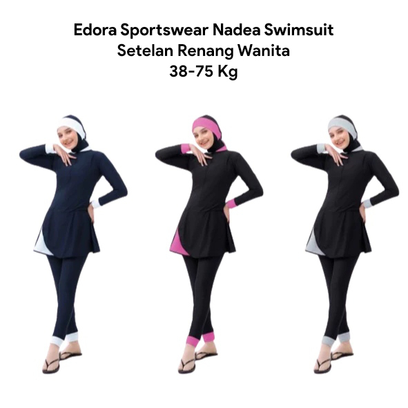Edora Sportswear Nadea Baju Renang Wanita - Baju Diving Wanita - Setelan Renang Muslimah
