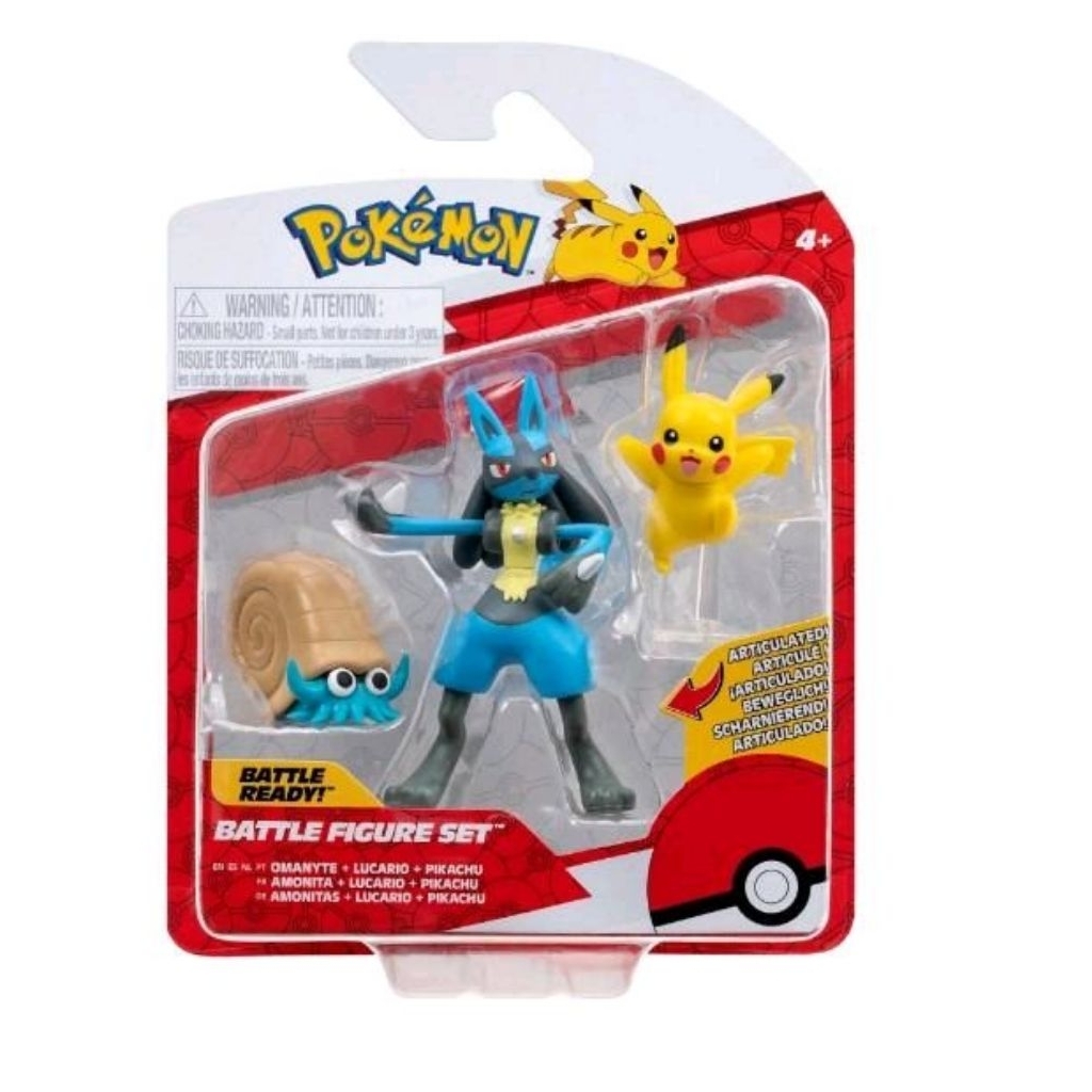 WCT Pokemon Jazwares Battle Figure - Omanyte, Lucario & Pikachu