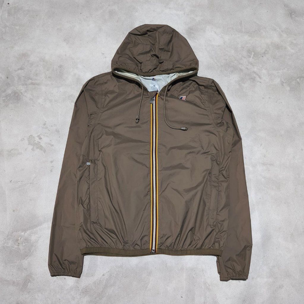 jaket raincoat mantel kway packable coklat