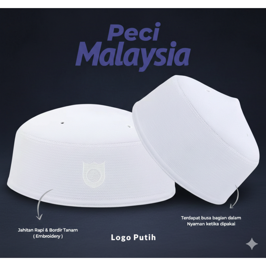 PECI MALAYSIA ORIGINAL KOPIAH MALAYSIA PECI PUTIH
