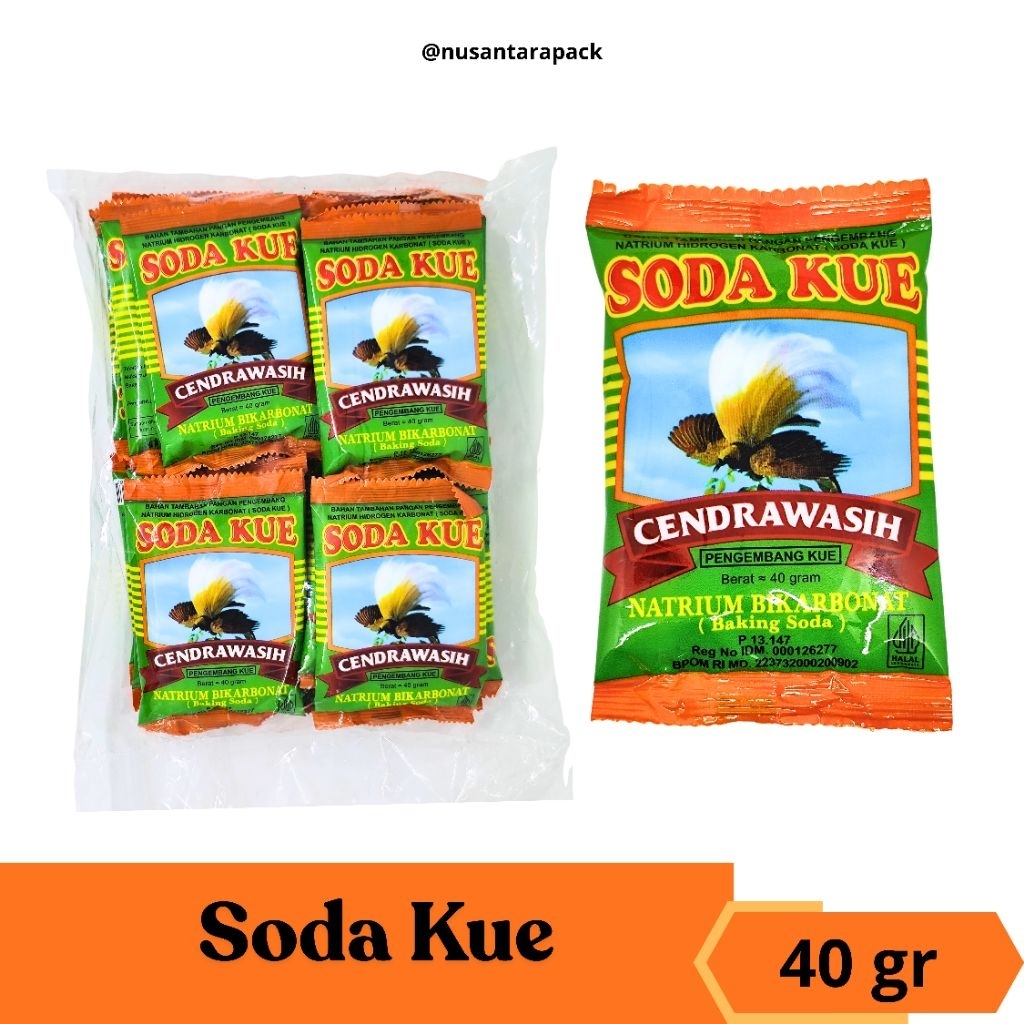 Soda Kue Cendrawasih 40gr | Baking Soda Pengembang Kue & Kerupuk – Sachet Praktis