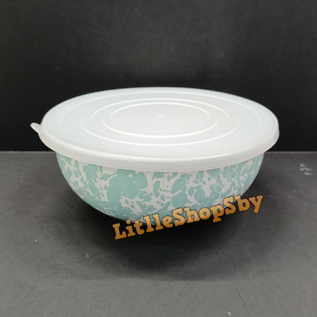 Rantang Mangkok Bowl Enamel Tutup Plastik 23cm Tosca Biru Muda Blirik