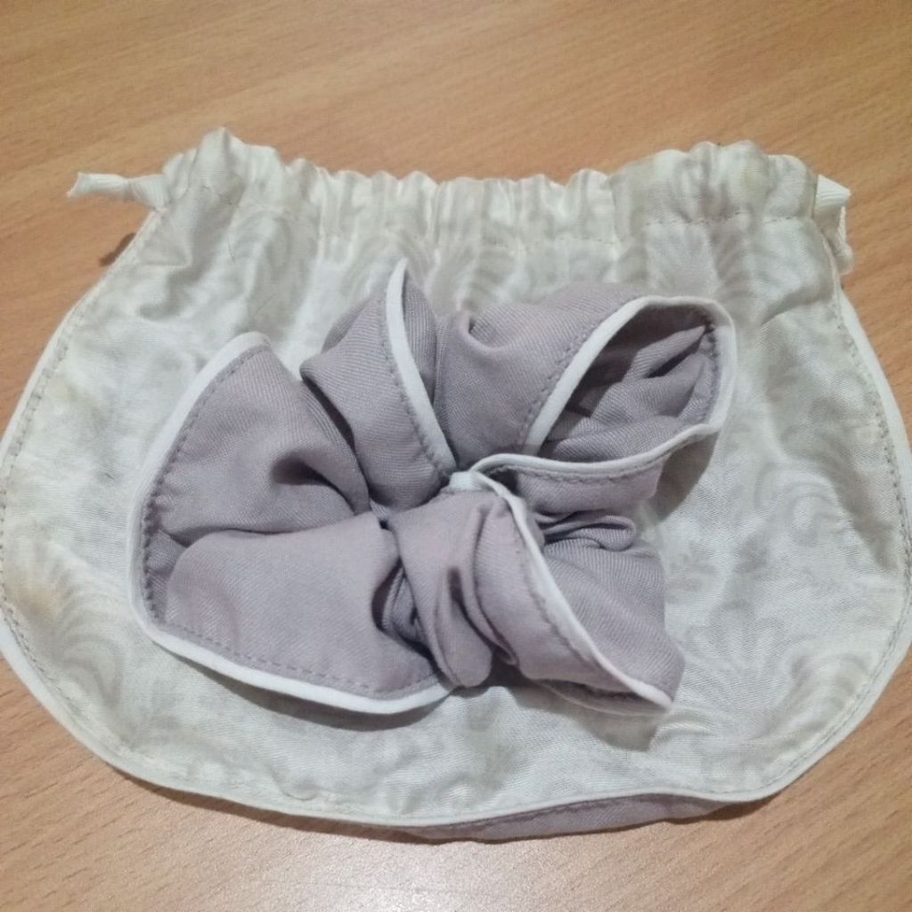 scrunchie handmadepita taupe grey