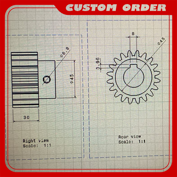 Rack Dan Pinion Gear M3 - 1 Set, Roda Gigi Rak Dan Pinion Spur Gear Ukuran Custom Material Baja S45C