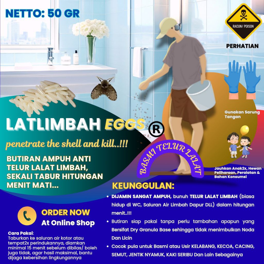 Ovisida LATLIMBAH EGGS 50 Gram, Butiran Ampuh Basmi Telur Lalat Limbah