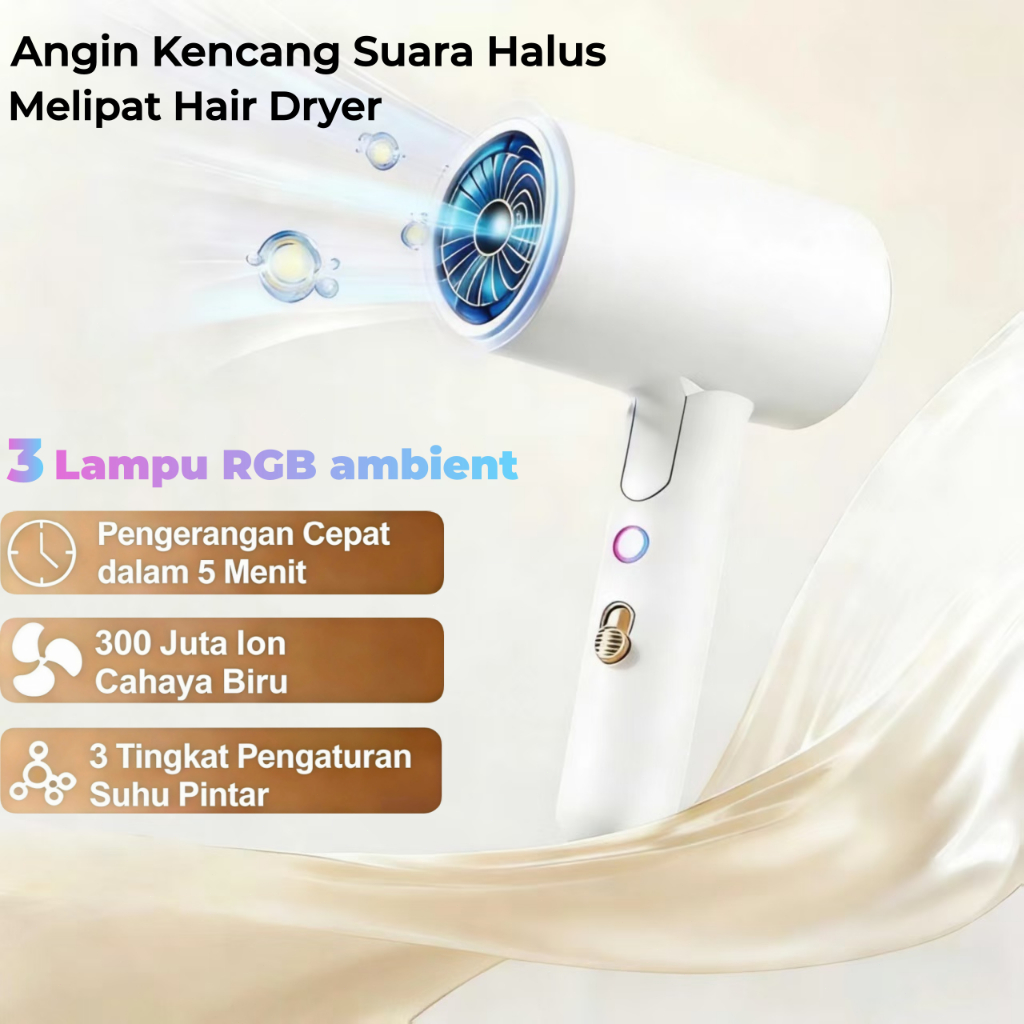 Lipat Hair Dryer Negative Ion Portable HairDryer Low Watt Foldable Pengering Rambut Hair Protection